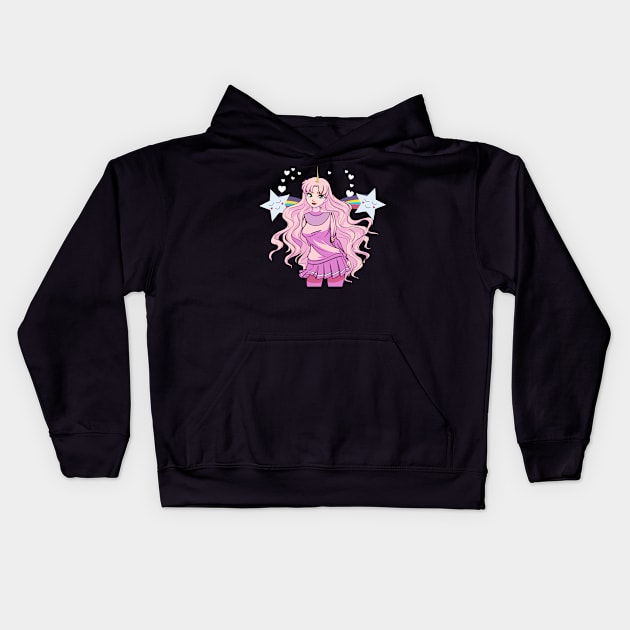 Anime Girl Unicorn Kids Hoodie by funkyteesfunny